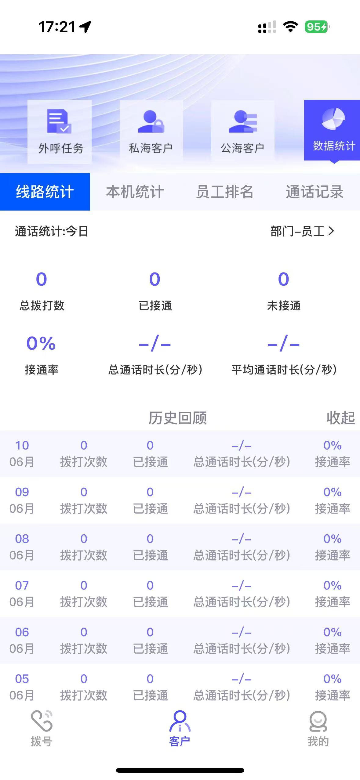 方卡智能外呼手机端数据统计